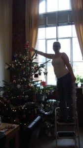 Me decorating the tree! Photo by Jess B. 